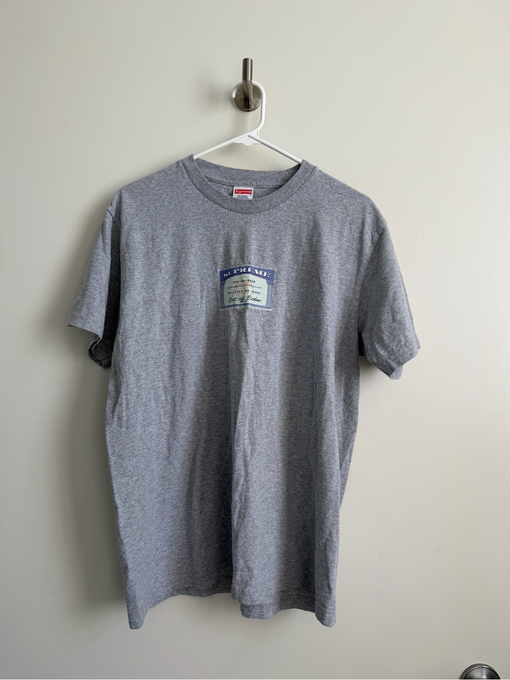Supreme Heather Grey Patch Logo Short Sleeve Tee